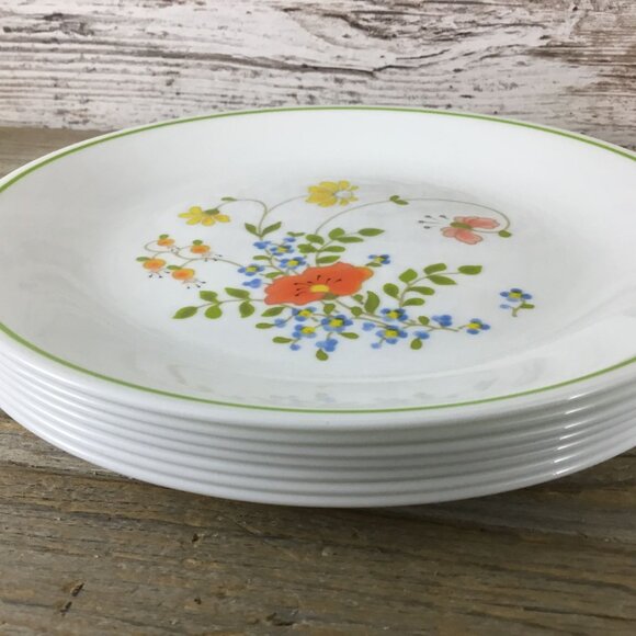 Set Of 7 Corelle Wildflower Luncheon Plates 8.5" Floral Design Vintage Dinnerwar - Picture 8 of 9